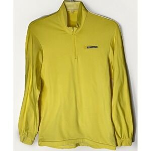 Men's L Cycling Jersey BlackBottoms Yellow LS 3/4 Zip Bike Shirt EUC
